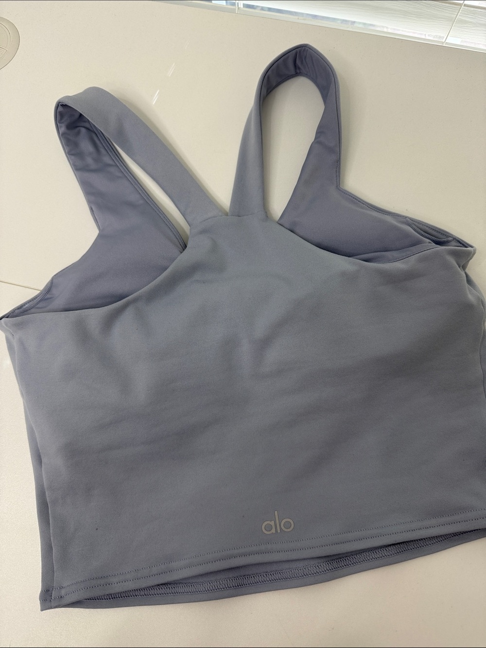 Alo V-Neck Cropped Sports Tank - Dusty Blue - Picture 3 of 4